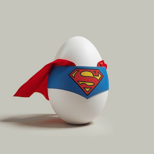 Un huevo vestido de Superman.