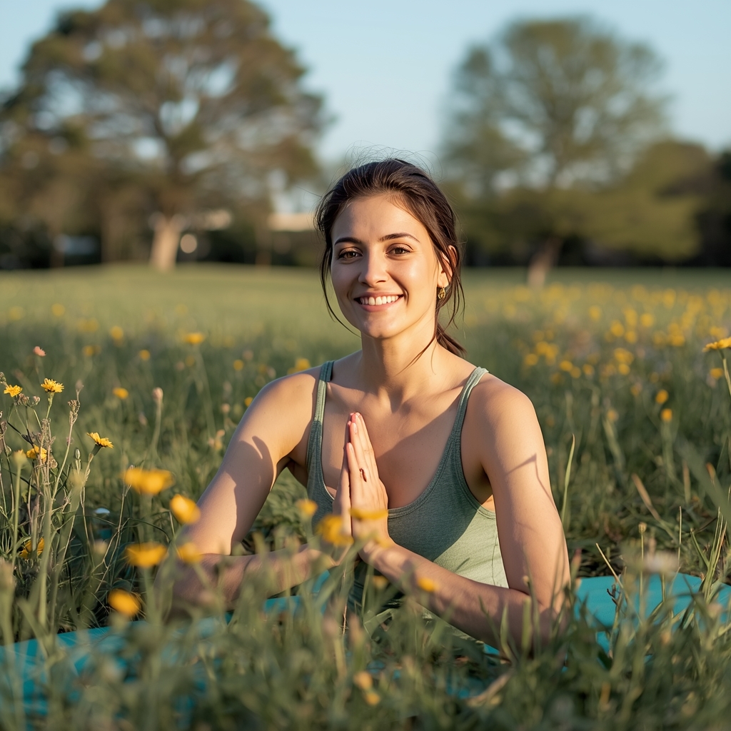 Detox Primavera & Renovación: Guía Completa Natural 3 Persona haciendo yoga o estiramientos exteriores en naturaleza primaveral para renovación corporal