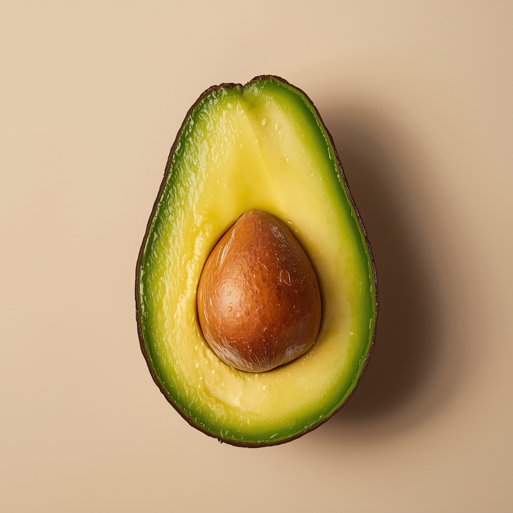 10 Alimentos Afrodisíacos Validados por la Ciencia | Bona Sanitas 7 Aguacate maduro cortado por la mitad mostrando pulpa verde cremosa y semilla grande