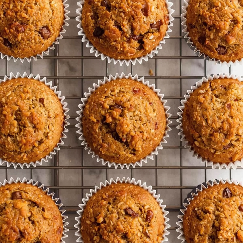 Healthy Banana Oat Muffins – Naturally Sweet & Nutrient-Rich | Bona Sanitas 2 Golden-brown banana oat muffins in paper liners on cooling rack, showing moist texture and tender crumb